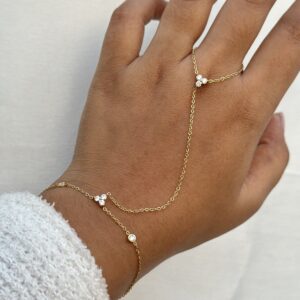 anti tarnish gold hand chain bracelet for women, elegant gold hand chain with finger ring, waterproof hand chain jewellery for women, stylish anti tarnish hand bracelet, delicate gold hand chain for everyday wear, trendy hand chain with finger ring, lightweight gold hand chain jewellery, modern hand chain bracelet for women